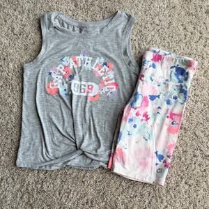 GAP Kids Gray Tank Top & Biker Shorts Floral Pattern Size L